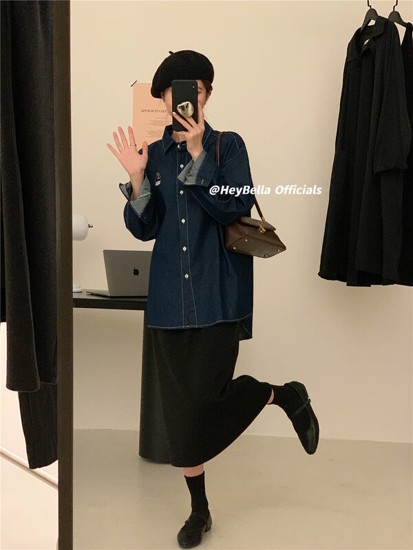 New in early autumn!【HEY BELLA】Fashionable casual all-match denim shirt 22019-1# LL