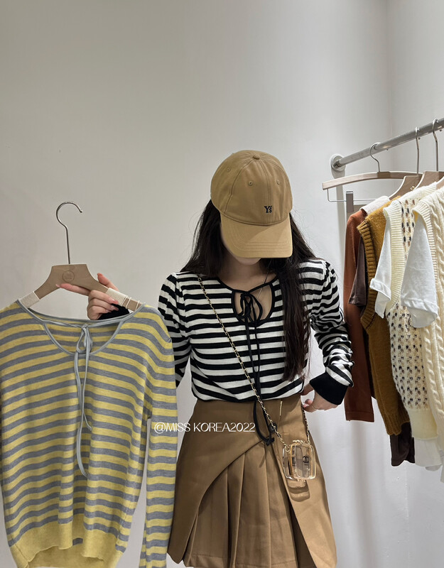New in autumn!【MISS KOREA】Striped Versatile Pullover Sweater 9270-1# HBX