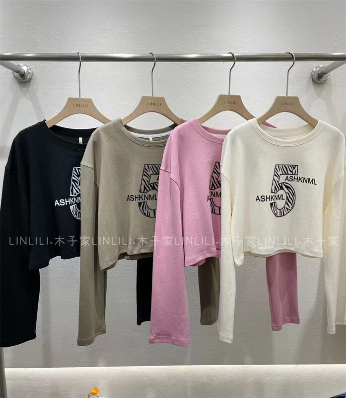 New in early autumn! [Muzijia] Round neck 5-word short sweater 88029# LSW