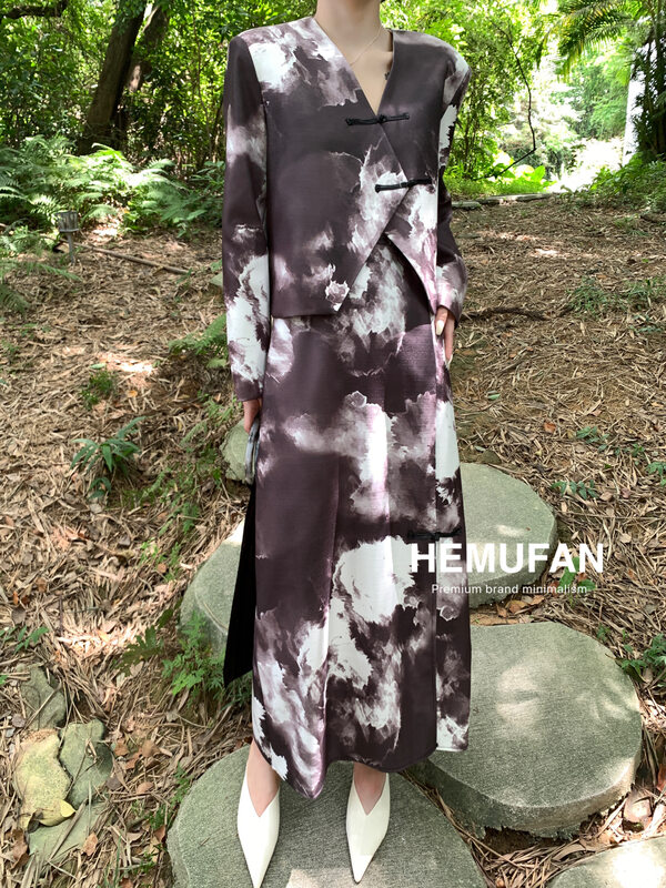New in early autumn!【HEMUFAN】Advanced Infection Smudge Comfortable Skirt 5062# L