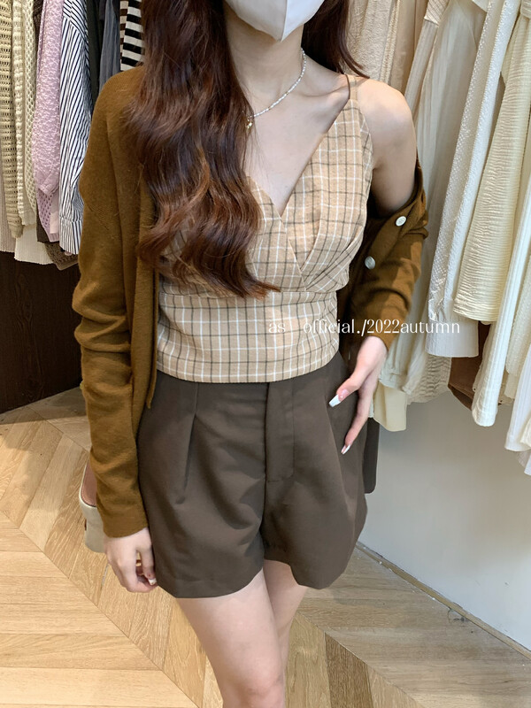 Autumn is new! [AS] Plaid Simple Versatile Vest/Sling 2322# HJY