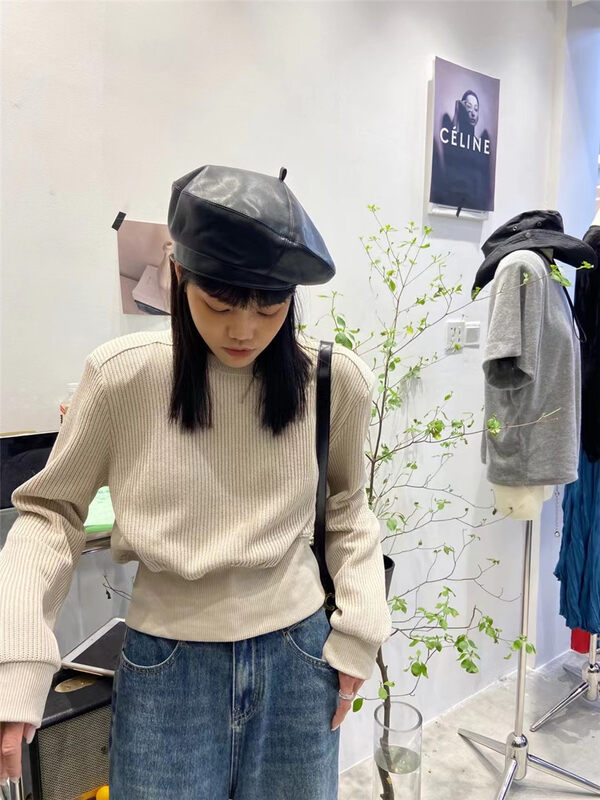 New in autumn! [REPLAY] Round neck solid color pit strip loose sweater 7511# ZJY