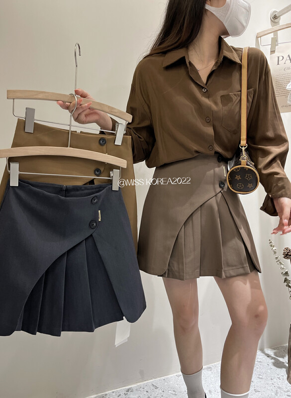 New in early autumn!【MISS KOREA】High waist all-match slim pleated skirt 9208# HBX