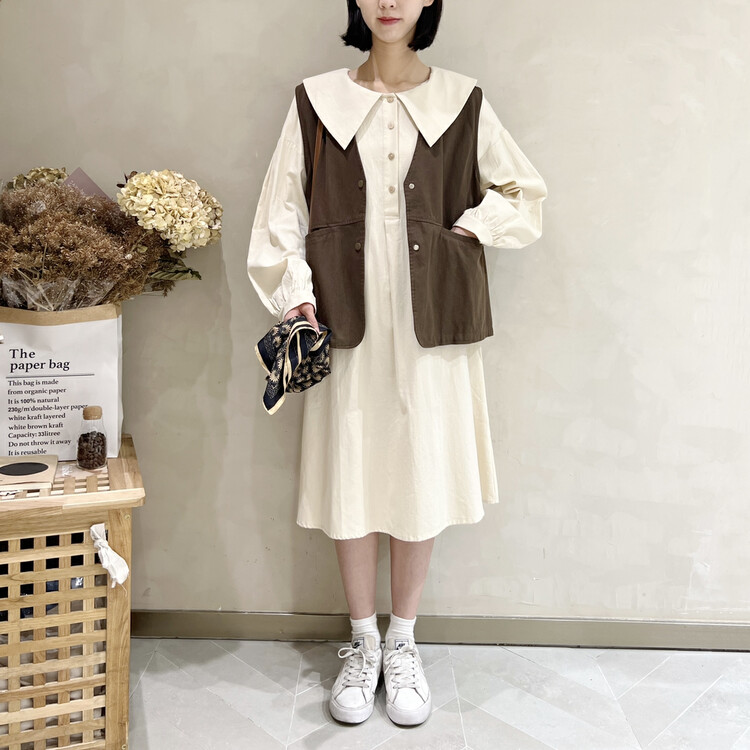 New in autumn! [I LOOK] Japanese simple and versatile solid color vest 32029# ZJY