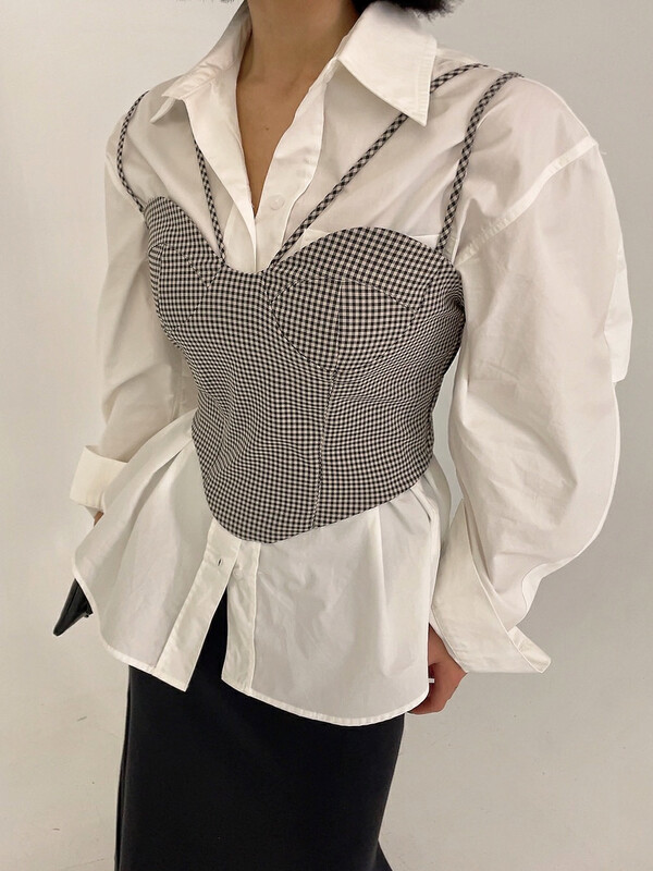 New in early autumn! [D.TWO D2] Spice girl style plaid vest/sling 2322053# ZXL