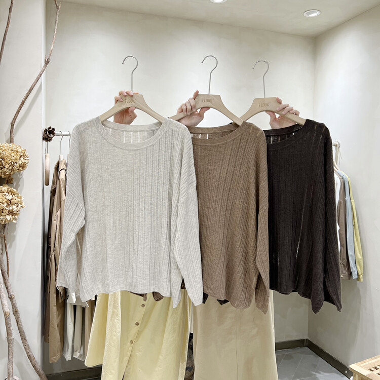 New in early autumn! [I LOOK] Simple solid color loose round neck sweater (including 9.5% wool) 91036# ZJY
