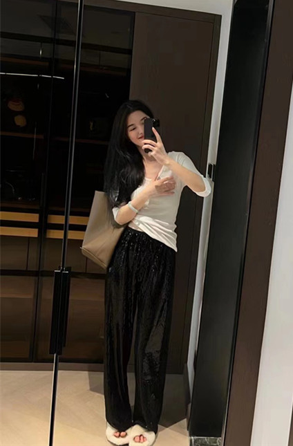 New in early autumn! [Modern 197] Elastic waist personalized flash casual pants 7288# LSL