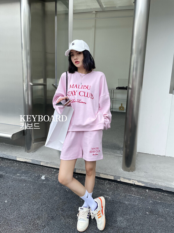 【KEYBOARD】Korean Casual Embroidered Letter Sweater Suit 9810# CQW