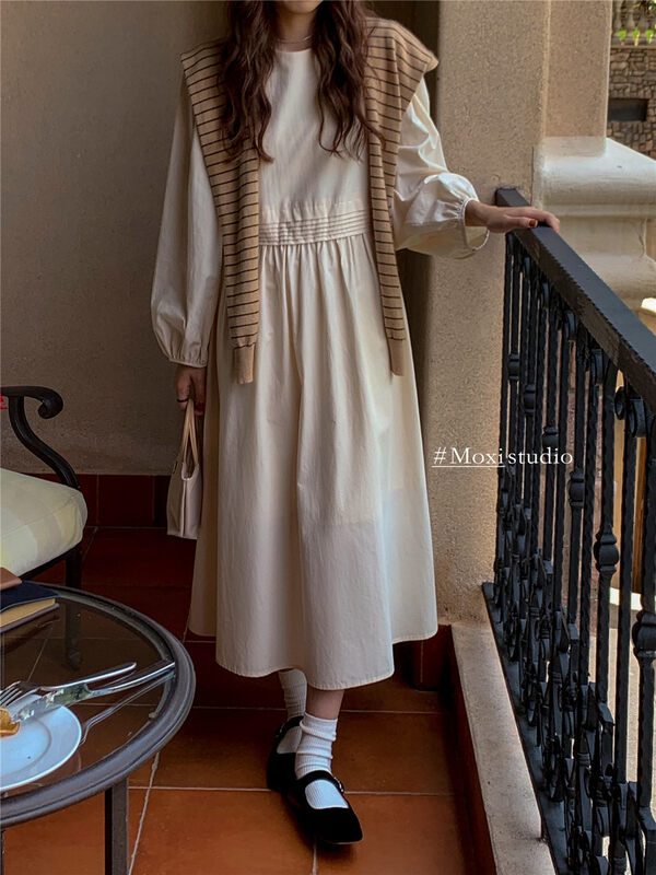 New in early autumn! [MOXI] Korean version of gentle Tencel cotton dress 8812# XJ