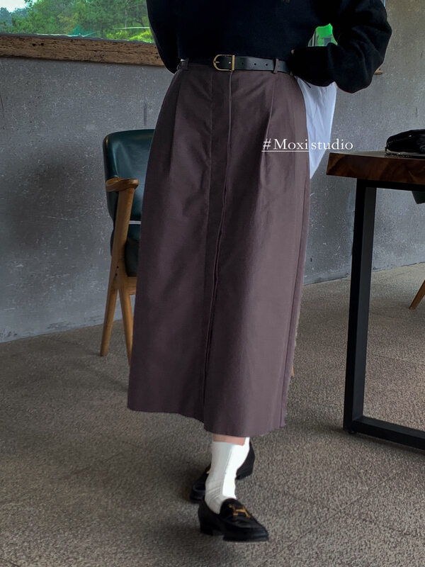New in early autumn! [MOXI] High waist casual solid color all-match skirt (with belt) 8813# XJ