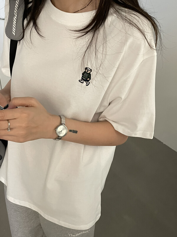 New in early autumn! [MALT] Bear fashion embroidered short-sleeved T-shirt 6016# XYJ