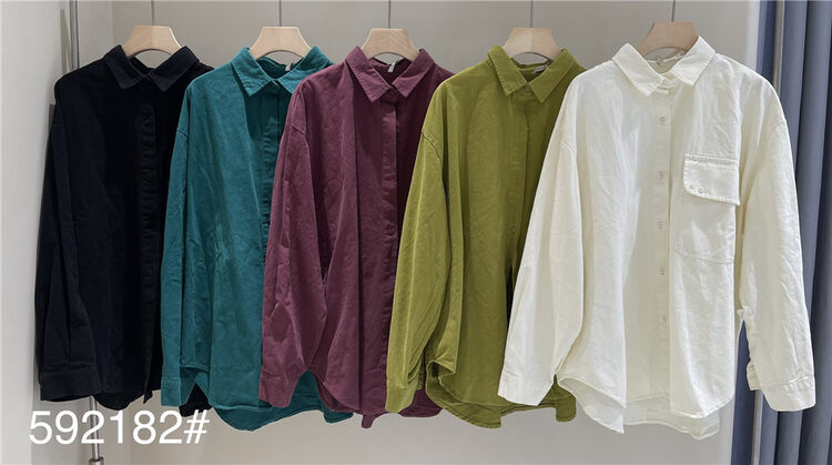 New in autumn! [fabric] single-breasted textured and comfortable shirt 592182# L