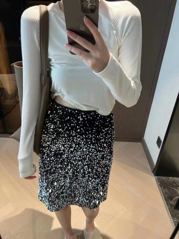 New in early autumn! [Modern 197] Temperament niche flash skirt 61165# LSL