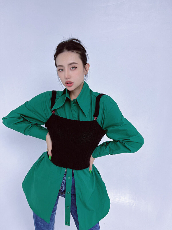 New in early autumn! [D.TWO D2] Irregular tailoring fashion shirt 2315158# ZXL