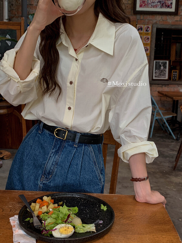New in early autumn! [MOXI] commuter simple embroidery small pattern shirt 58672# CQW