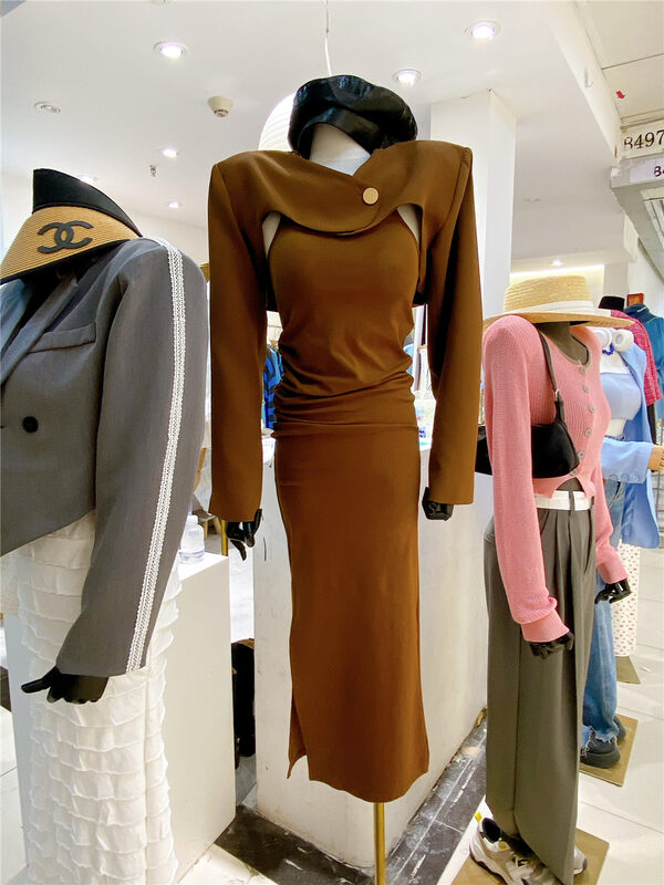New in early autumn!【SEVENFOURSHOP】Slim slim solid color dress YS1-671017# OZQ