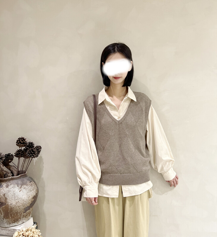 New in autumn! [I LOOK] Antique Japanese Vest with Contrast Color Edge (including 5% Rabbit Velvet, 5% Wool) 91030# ZJY