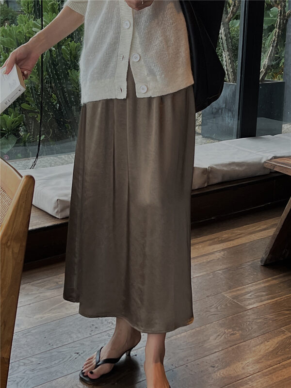 Smooth fabric!  【SOUL】Minimalist temperament slim and loose skirt 2728# CLS