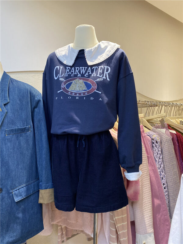 Early autumn new style! [7EVEN5IVE8IGHT] Round neck printed loose sweater 2078# HJY