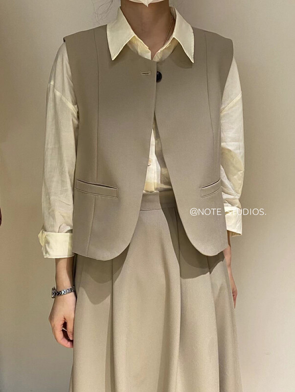 New in early autumn! [NOTE] Korean version in's solid color all-match simple vest 22777# HBX
