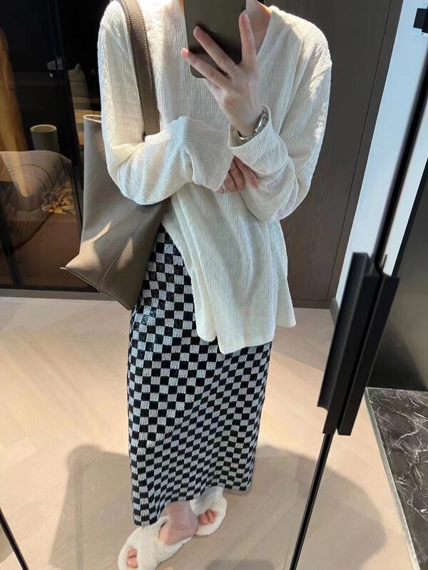 New in early autumn! [Modern 197] Retro High Waist Plaid Skirt 51051# LSL