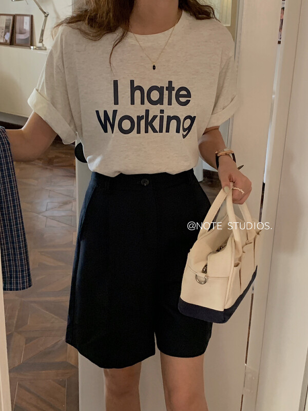 New in early autumn! [NOTE] Korean letter print short-sleeved T-shirt 22785# HBX