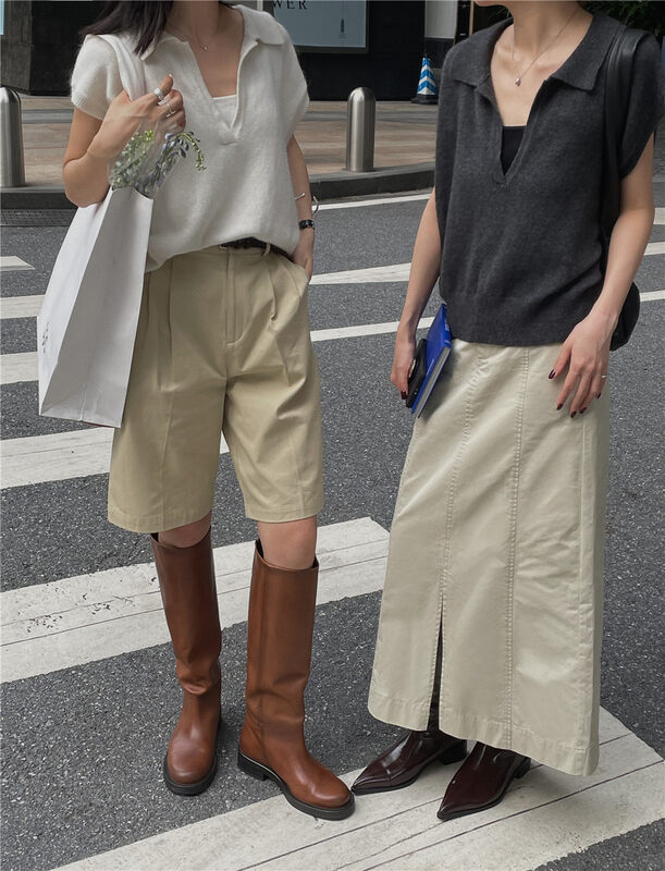 New in autumn! [SOUL] niche design front slit high waist skirt 2660# CLS