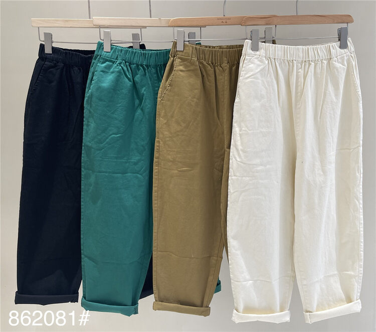 New in early autumn! [fabric] elastic waist thin texture comfortable casual pants 862081# L