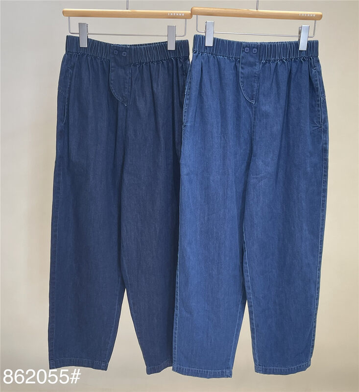 New in autumn! [fabric] elastic waist thin texture casual pants 862055# L