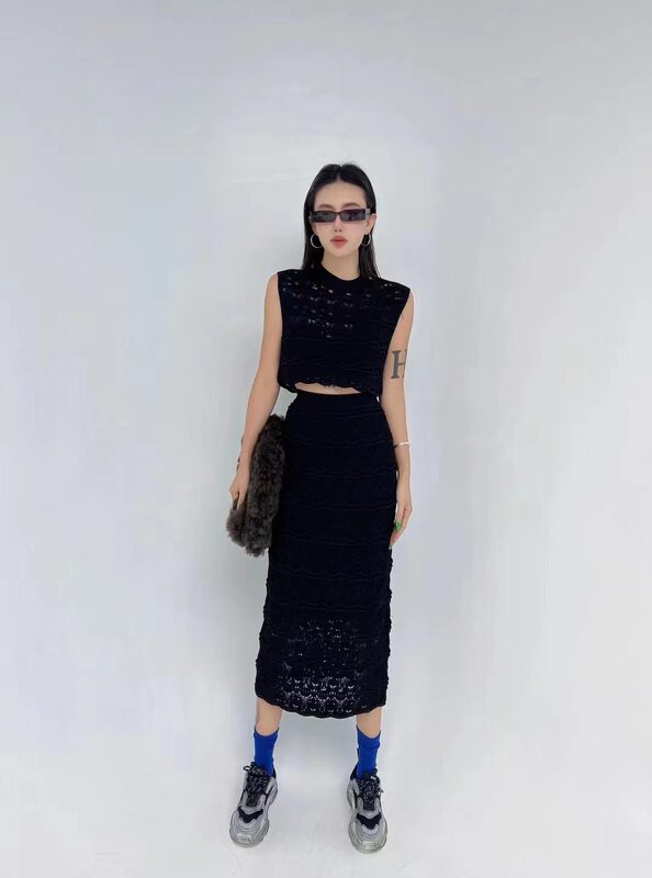 【D.TWO D2】Ripple wool vest + temperament skirt suit 2319025# ZXL