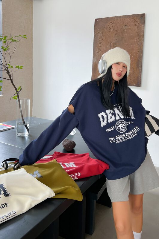 New in early autumn! [OUR] Design sense of broken point printing compound milk silk round neck pullover sweater 12229# LSW
