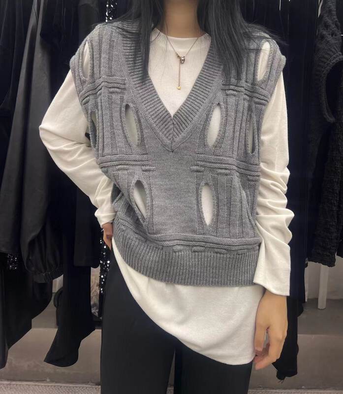 New in early autumn! [Modern 197] Loose hollow knitted vest Z2022# LSL