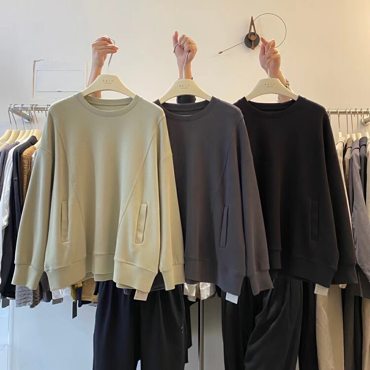 New in early autumn! [SELF] Round neck pocket design loose sweater 7631# LSL