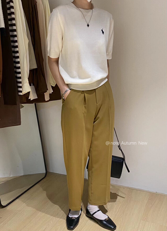 New in autumn! [NOTE] Textured high waist commuter trousers 22713# HBX
