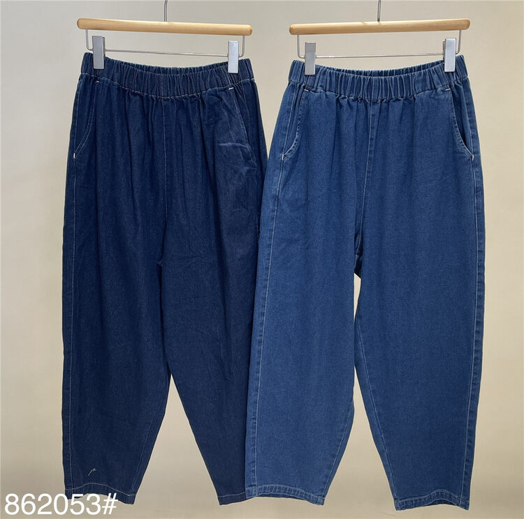 New in autumn! [Fabric] Elastic waist all-match comfortable jeans 862053# L