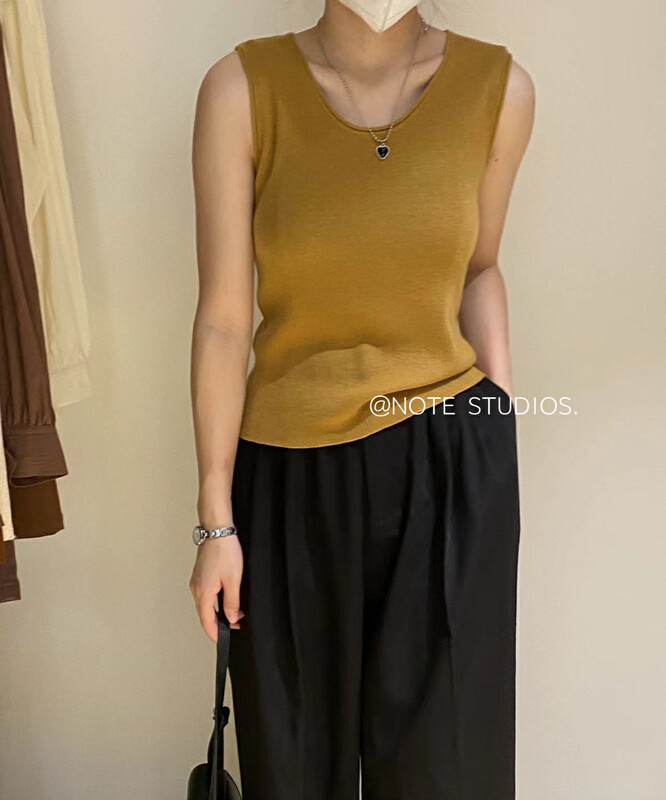 New in early autumn! [NOTE] Korean version ins solid color simple vest/sling (content 10% wool) M5080# HBX