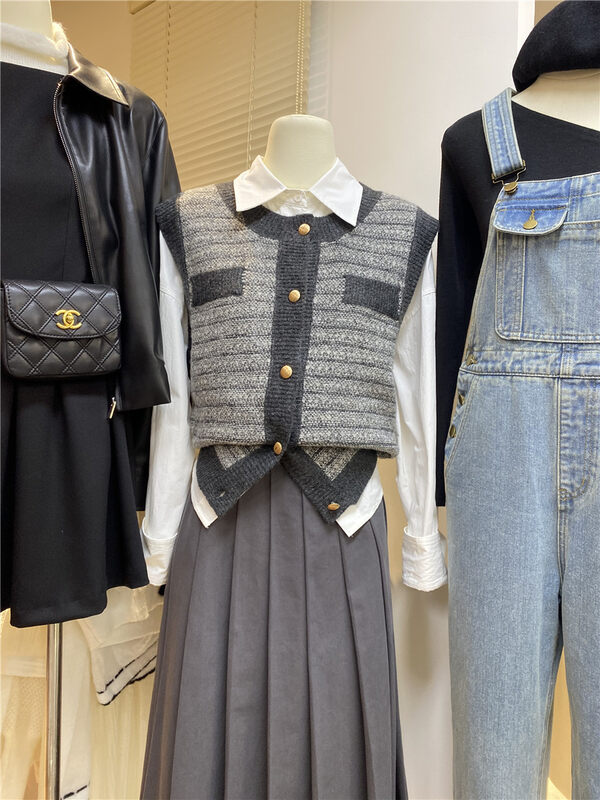 New in autumn!【7EVEN5IVE8IGHT】Korean color matching vest (only vest) 3367# HJY