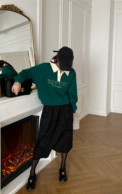 New in early autumn!【OUR】Contrast color retro Polo collar sweater 11271# LSW