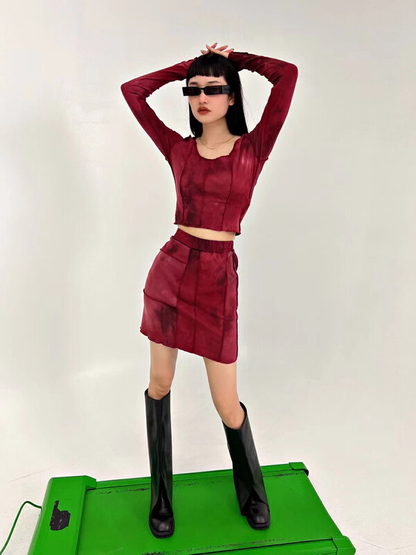 New in early autumn! [D.TWO D2] Tie-dye elastic niche skirt (only sells skirt) 2329108# ZXL