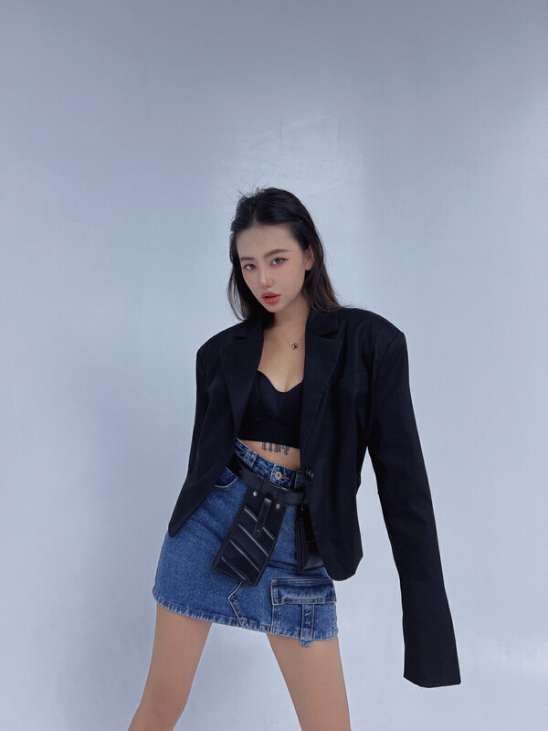 New in early autumn! [D.TWO D2] Korean version of long-sleeved breasted short jacket 2317176# ZXL