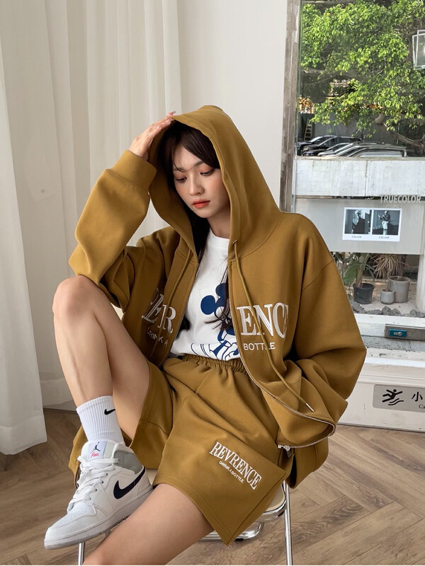【KEYBOARD】Korean letter embroidery all-match casual shorts C-2862