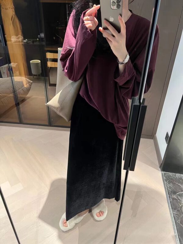 New in early autumn! [Modern 197] Elastic waist solid color all-match skirt 1693-1# LSL