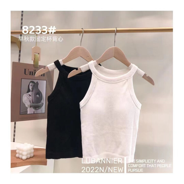 New in autumn!  【DS.GIFT】Simple and versatile halter neck slim vest/sling 8233# LSL