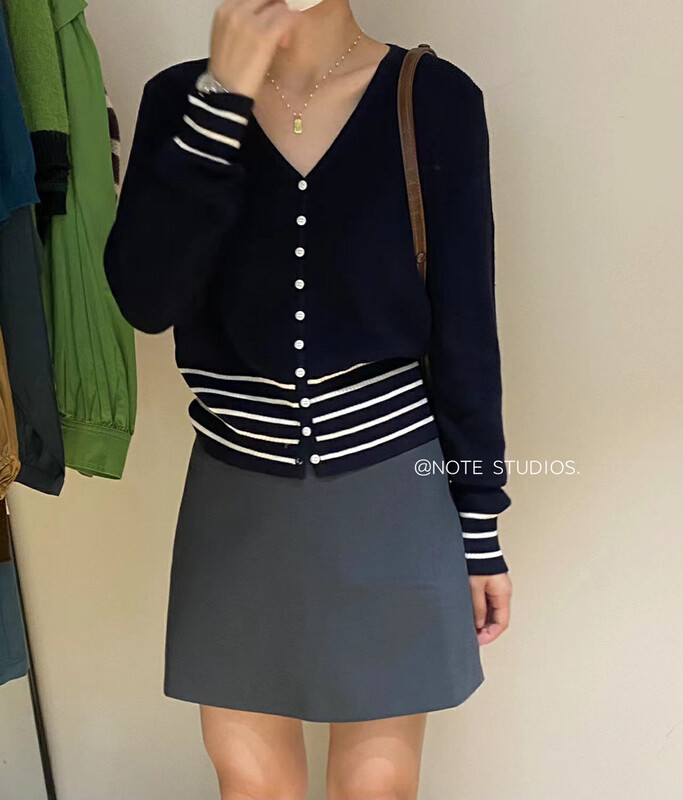 New in autumn! [NOTE] Korean version of simple and versatile knitted cardigan 22809# HBX