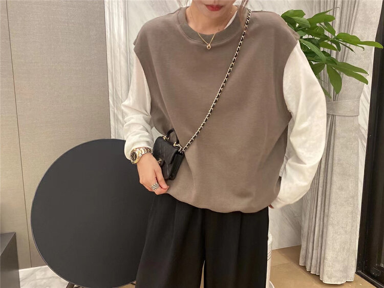 New in early autumn! [SELF] Colorblock round neck pullover sweater 7508# LSL