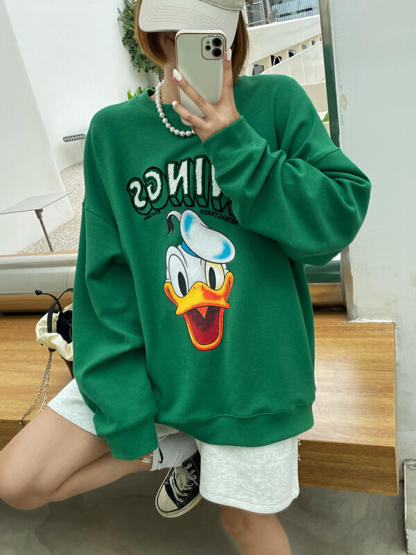 【KEYBOARD】Cartoon letter printing embroidery all-match sweater 2215