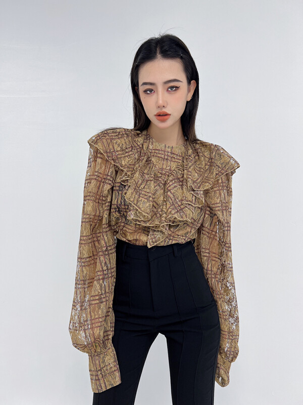 [D.TWO D2] Lace ruffled high-quality shirt (only small shirts) 2321319# ZXL