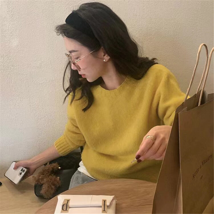 New in early autumn! [MALT] Round neck loose all-match warm sweater 6045# XYJ