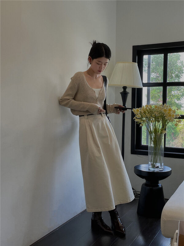 New in autumn! [SOUL] Korean style clean A-swing slim skirt (with belt) 2708# CLS