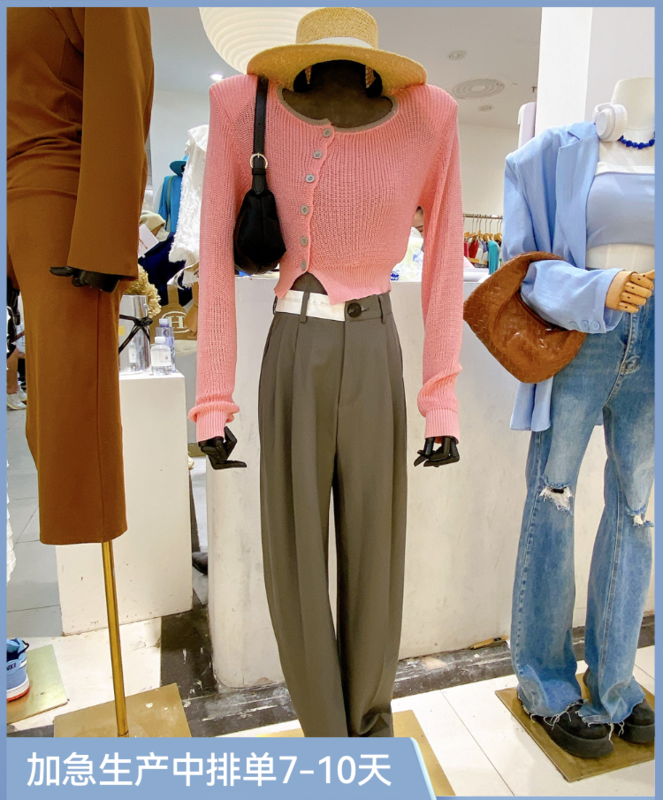 New in early autumn!【SEVENFOURSHOP】Color-blocking versatile breasted knitted cardigan 2812# OZQ